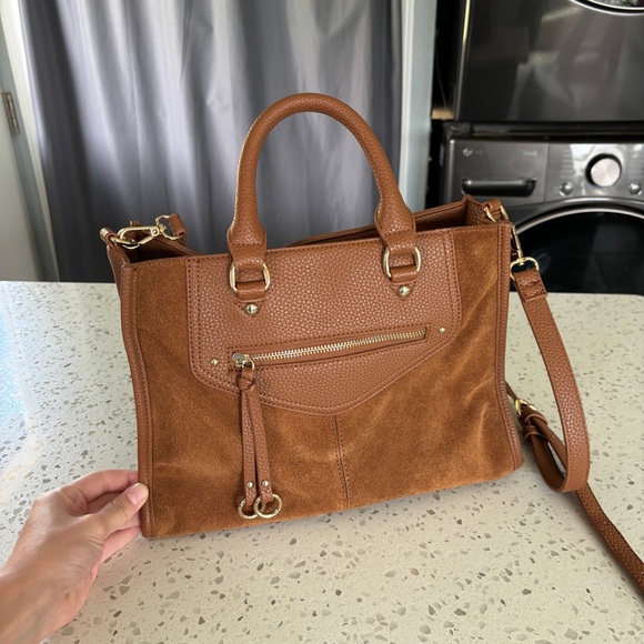 SOLD - Moda Luxe Bridgette Satchel Vegan Leather & Suede - Picture 1 of 6